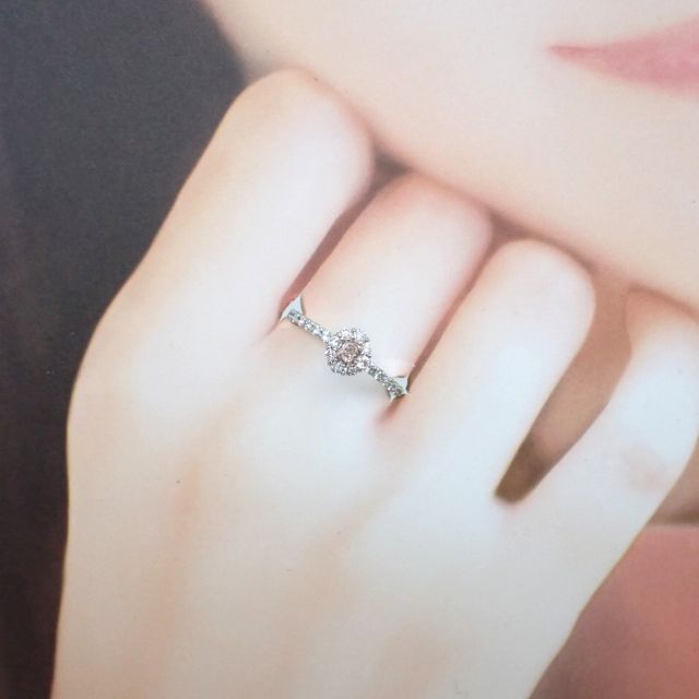 ピンクダイヤモンドリング0.094ct　PT950/K18 レディースのアクセサリー(リング(指輪))の商品写真