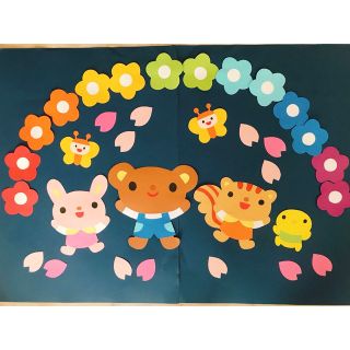 ☆春 桜壁面飾り☆卒園 入園 進級☆虹⭐︎幼稚園 保育園 病院☆ハンドメイド(型紙/パターン)