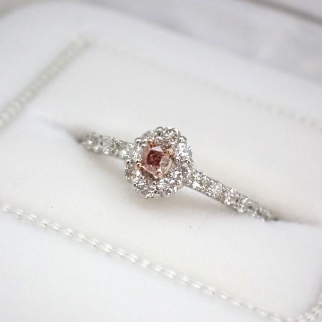 ピンクダイヤモンドリング0.078ct　PT950/K18 レディースのアクセサリー(リング(指輪))の商品写真