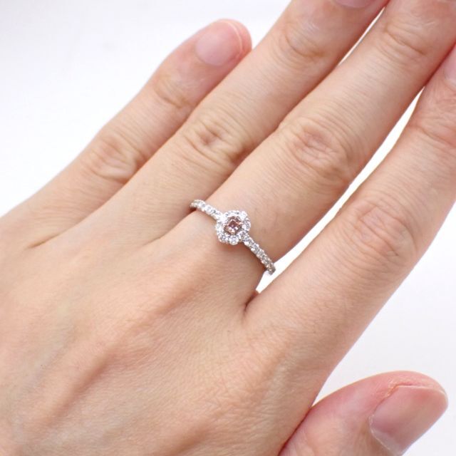 ピンクダイヤモンドリング0.078ct　PT950/K18 レディースのアクセサリー(リング(指輪))の商品写真