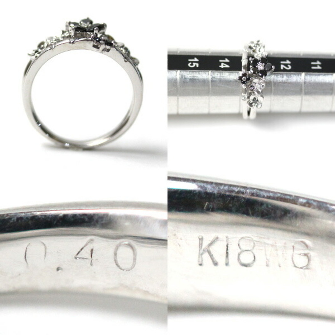 リング 18号 ブラックダイヤ 0.48ct ダイヤ 0.45ct K18 WG ホワイトゴールド 750 指輪 VLP 90194754