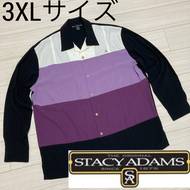 良品■STACY ADAMS ステイシーアダムス■オープンカラー パネル シャツ