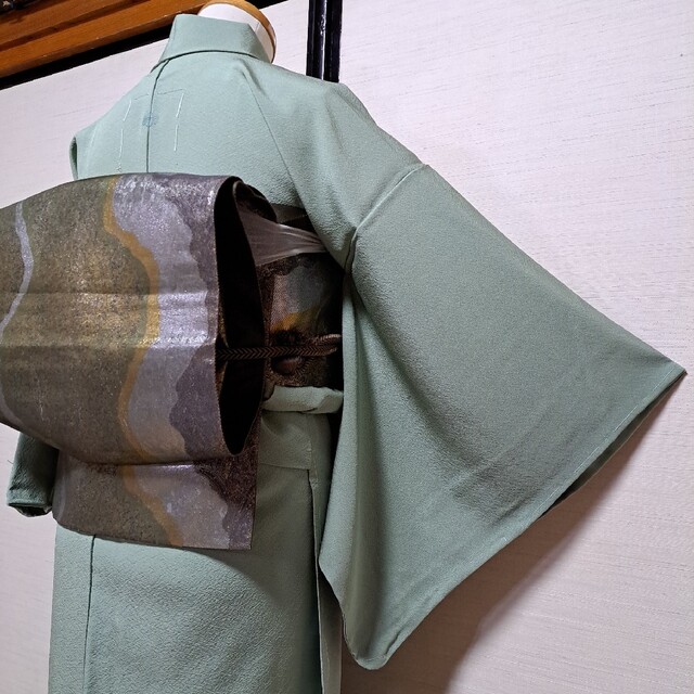 正絹 色無地 幼の染 【岩石染】一つ紋 袷 3点セット 【限定セール