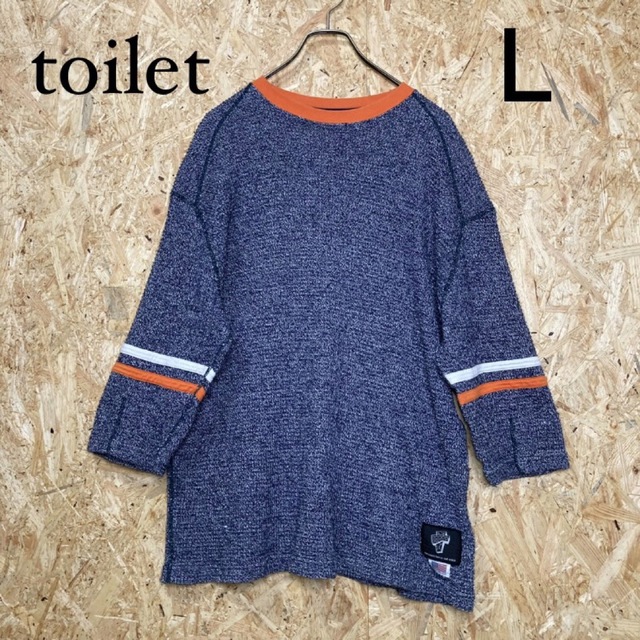 TOILET(トイレット)のtoilet 切替えコットン 春ニット MADE IN JAPAN ライン入 メンズのトップス(Tシャツ/カットソー(七分/長袖))の商品写真