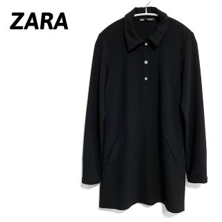 ザラ(ZARA)のZARA ザラ　ワンピース　ビジュー　膝丈　ミニワンピース　襟付き　黒　ブラック(ひざ丈ワンピース)