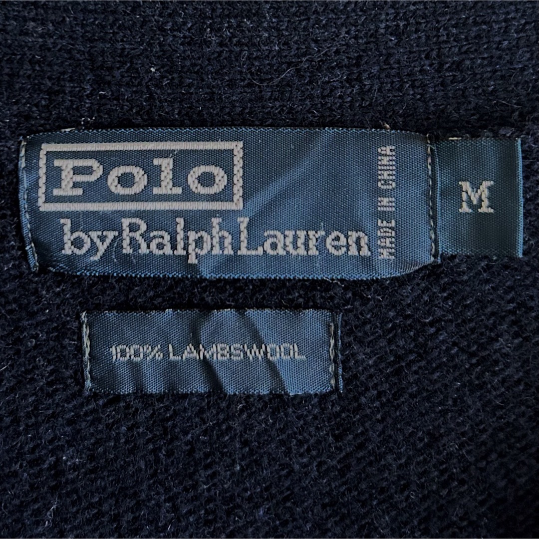 POLO RALPH LAUREN(ポロラルフローレン)の美品✨ポロバイラルフローレン　ニットカーディガン　ポニー刺繍　ネイビー　赤　M メンズのトップス(カーディガン)の商品写真