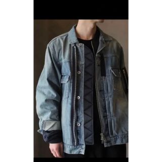 サカイ(sacai)の美品 名作 sacai 21ss denim jacket ma-1 ドッキング(Gジャン/デニムジャケット)