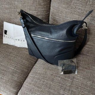 極美品 ステファノマーノ ショルダーバッグ レザー シボ革 2way ネイビー