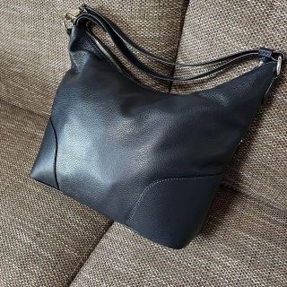 極美品 ステファノマーノ ショルダーバッグ レザー シボ革 2way ネイビー
