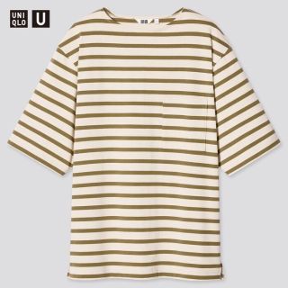 ユニクロ(UNIQLO)のユニクロユー ボーダーボートネックT ナチュラルS 新品(Tシャツ/カットソー(半袖/袖なし))