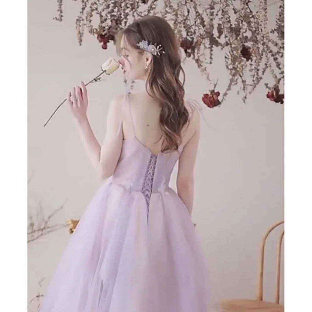 二次会　花嫁　ドレス　薄紫　可愛い　ウェディング　カラードレス 2
