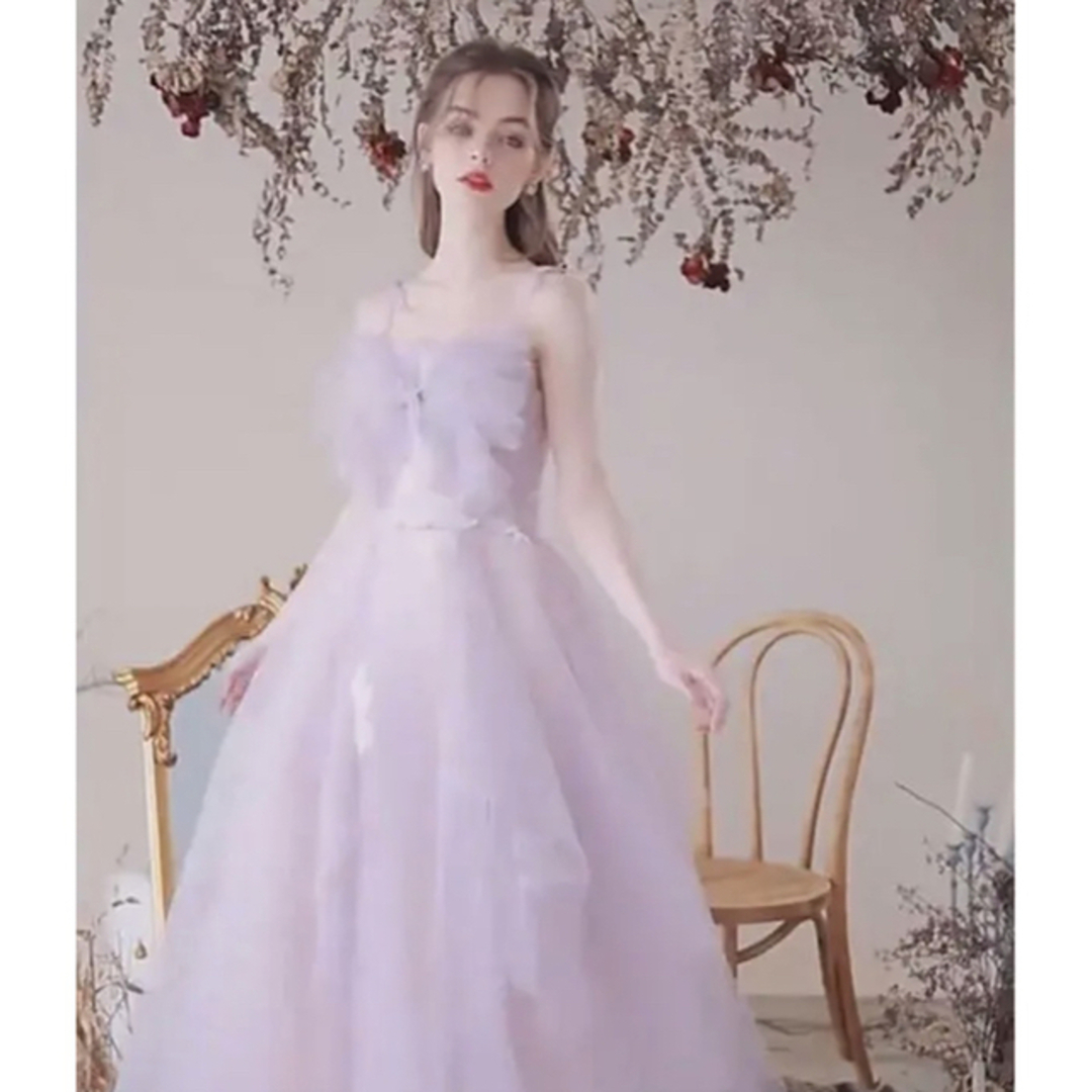 二次会　花嫁　ドレス　薄紫　可愛い　ウェディング　カラードレス 1
