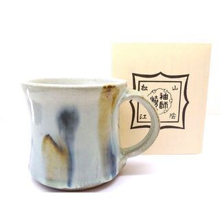 美品 島根県 伝統工芸品 袖師焼 ■ マグカップ 二彩 和食器 陶器 □5C(食器)