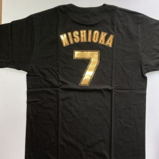 阪神タイガース　西岡選手　ゴールド　背番号　Tシャツ　Sサイズ 半袖Tシャツ(記念品/関連グッズ)