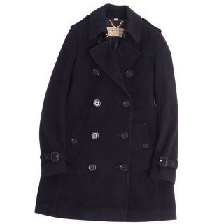 バーバリー(BURBERRY)の美品 バーバリー BURBERRY コート トレンチコート 無地 ウール カシミヤ アウター レディース UK6 US4 IT38(S相当) ブラック(トレンチコート)