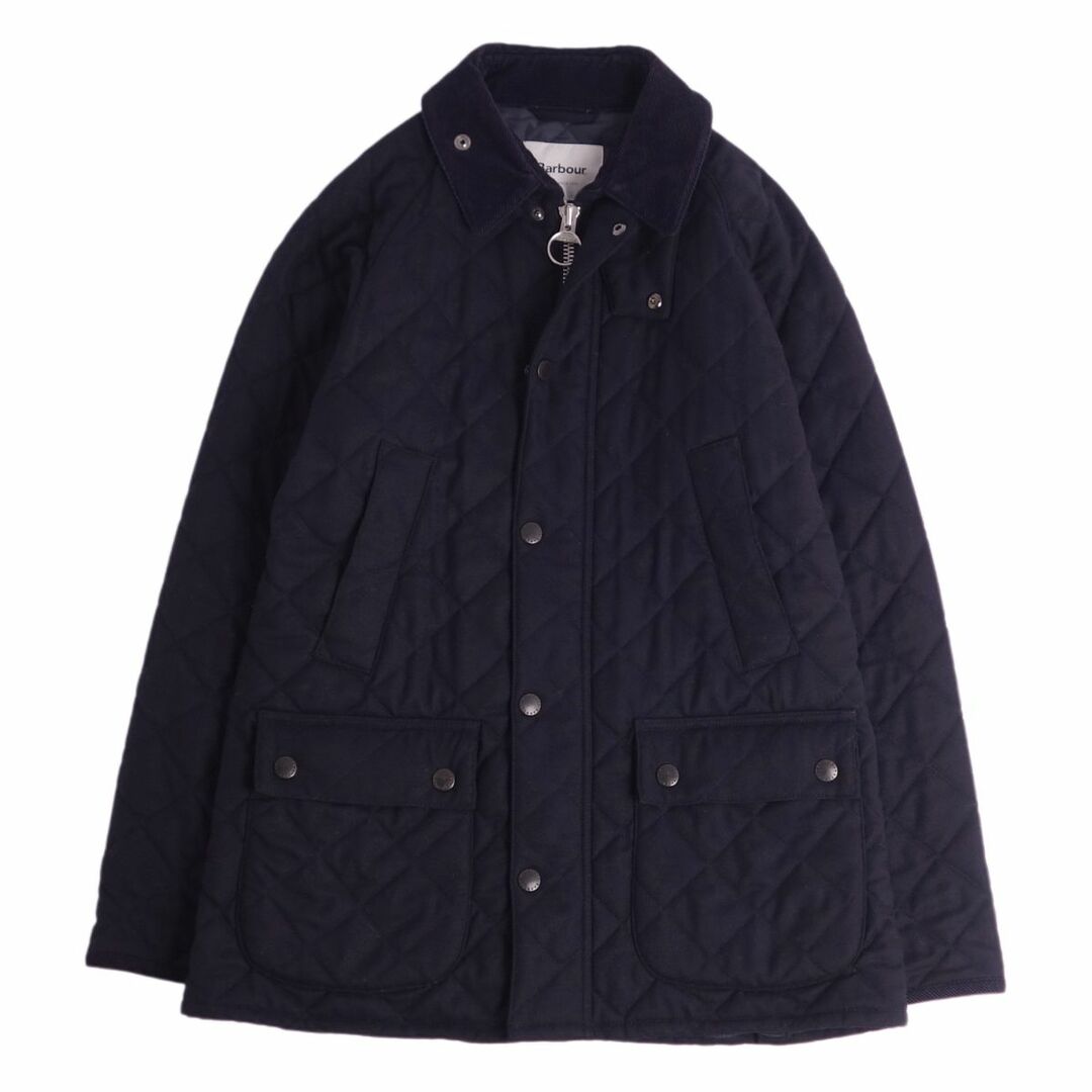 美品 バブアー Barbour ジャケット モダンフィットビデイル SHIPS別注 キルティング 中綿入り 襟コーデュロイ アウター メンズ 38(M相当) ネイビーナイロン100％中綿