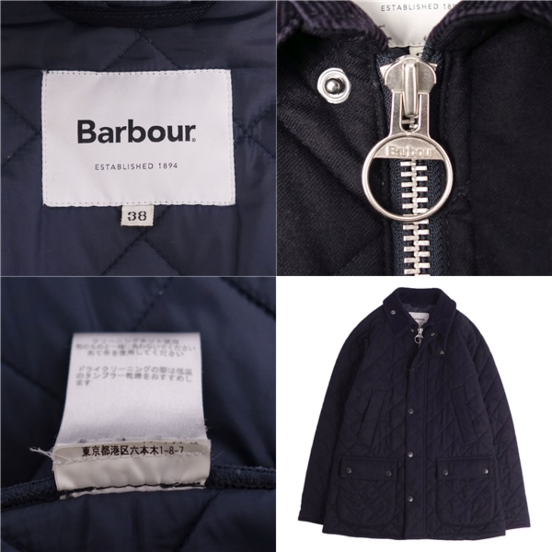 美品 バブアー Barbour ジャケット モダンフィットビデイル SHIPS別注 キルティング 中綿入り 襟コーデュロイ アウター メンズ  38(M相当) ネイビー