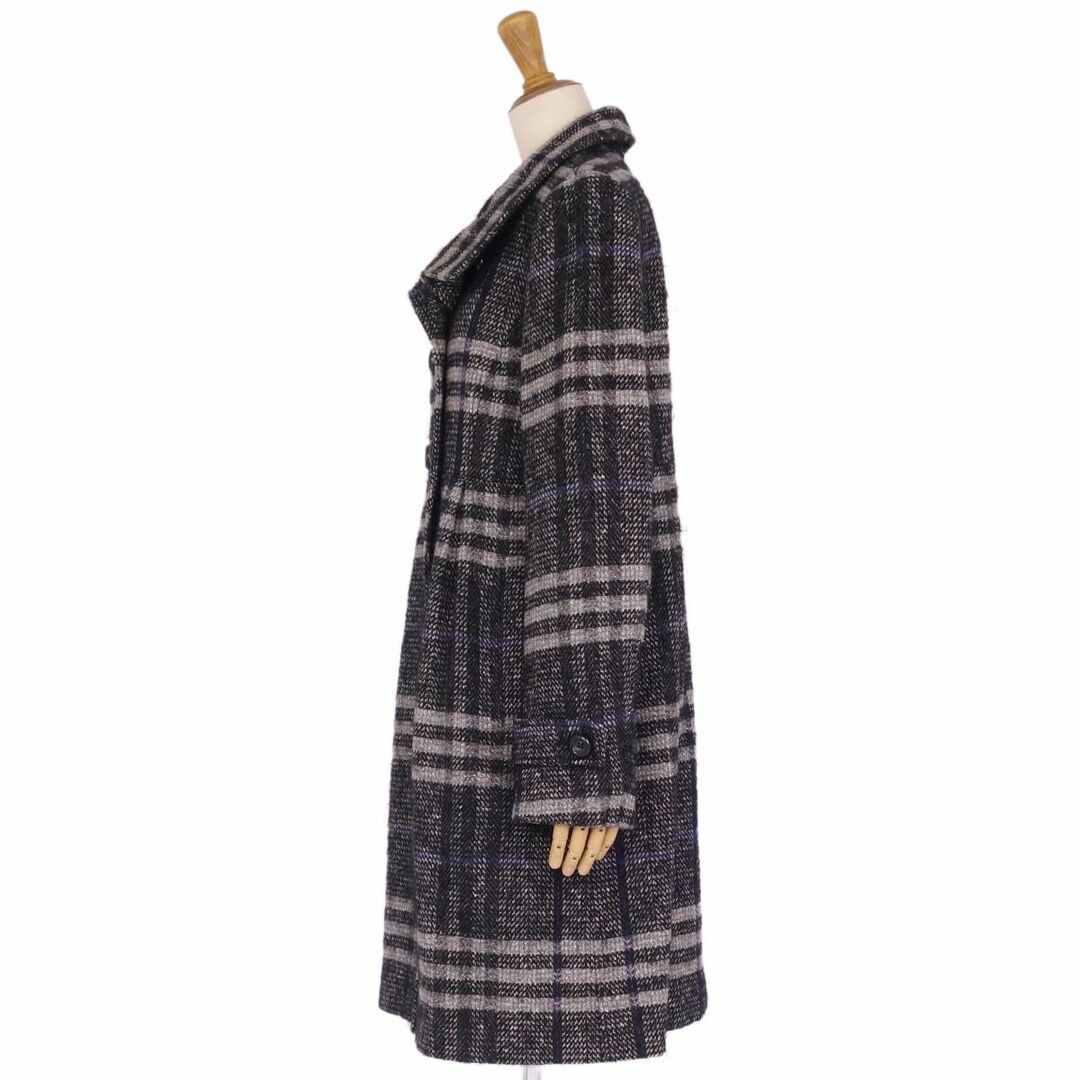 BURBERRY(バーバリー)のバーバリー ロンドン BURBERRY LONDON コート ロングコート ダブルブレスト チェック柄 ウール アウター レディース 40(M相当) ブラック/グレー/ブルー レディースのジャケット/アウター(その他)の商品写真