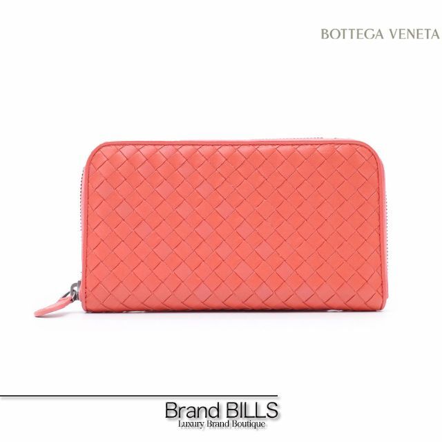 ボッテガヴェネタ BOTTEGA VENETA ラウンドファスナー 114076 イントレチャート 長財布 レザー ピンク