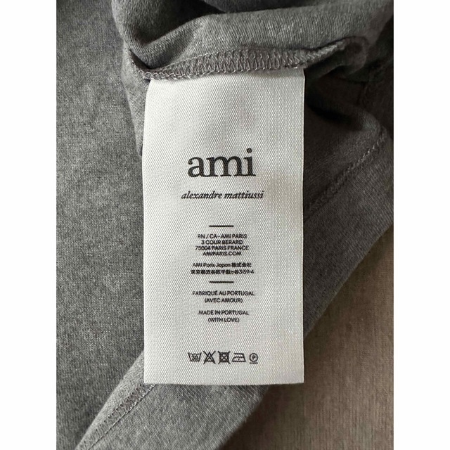XXL新品 AMI Paris アミ ロゴ 刺繍 ロング Tシャツ グレー 長袖