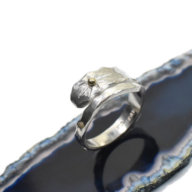 太陽 槌目模様 シルバーフリーリング　k18 　silver950 レディースのアクセサリー(リング(指輪))の商品写真