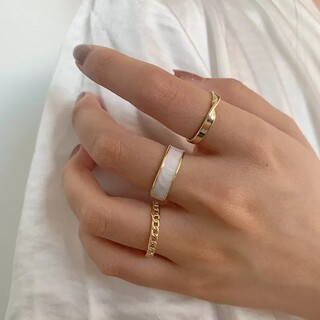 3個セット フリーサイズ 指輪 シンプル 韓国 ゴールド(リング(指輪))