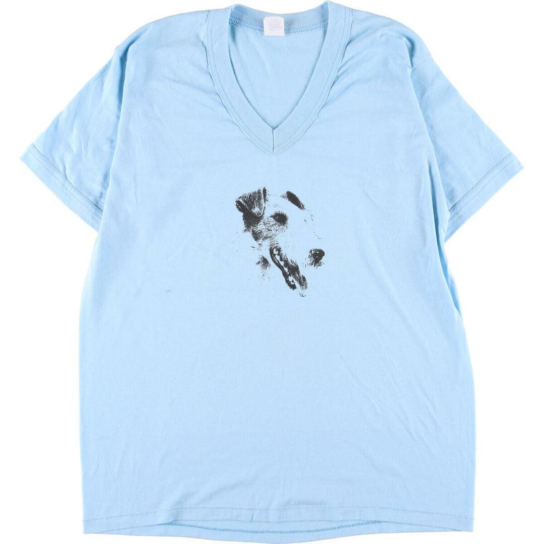 90年代 ALL TEXAS T'S Vネック 犬柄 アニマルプリントTシャツ メンズM ヴィンテージ /eaa324140