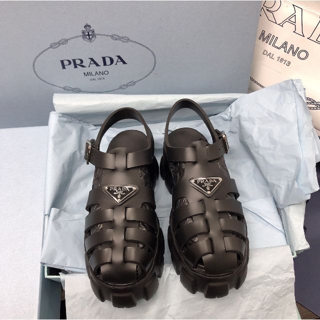 週末限定値下中】PRADA モノリス ラバー サンダル グルカサンダル 38