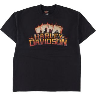 ハーレーダビッドソン(Harley Davidson)の古着 ヘインズ Hanes Harley-Davidson ハーレーダビッドソン 両面プリント モーターサイクル バイクTシャツ USA製 メンズM /eaa322873(Tシャツ/カットソー(半袖/袖なし))