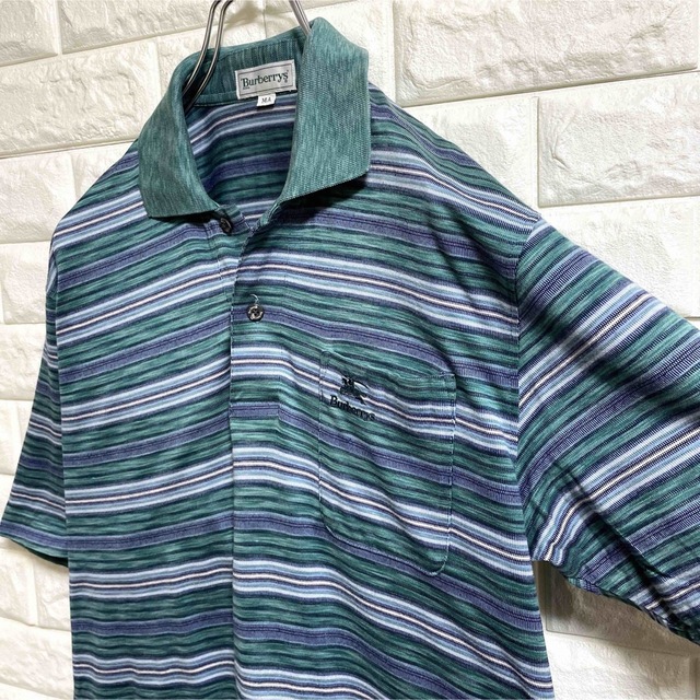 BURBERRY - 90s バーバリーズ 半袖ポロシャツ 襟付きtシャツ 刺繍ロゴ
