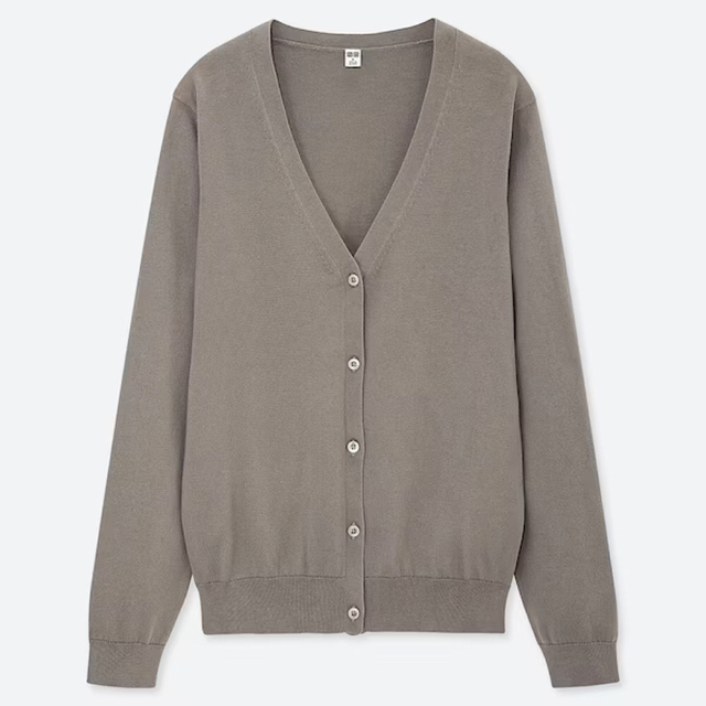 UNIQLO(ユニクロ)のユニクロ UVカットスーピマコットンVネックカーディガン レディースのトップス(カーディガン)の商品写真