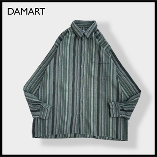【DAMART】マルチストライプシャツ アースカラー ブレンド素材 XL 古着(シャツ)