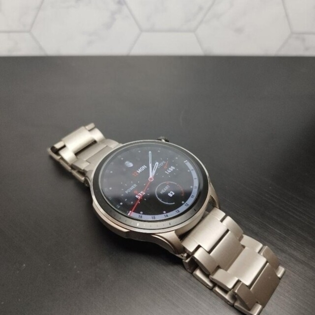 スマートウォッチ　チタンバンド　22mm メンズの時計(金属ベルト)の商品写真