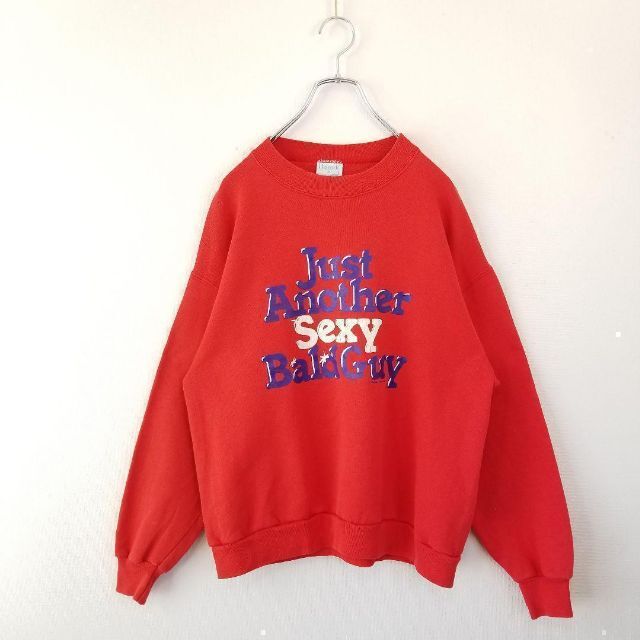 90S vintage スウェット トレーナー 赤 プリント ゆるだぼ