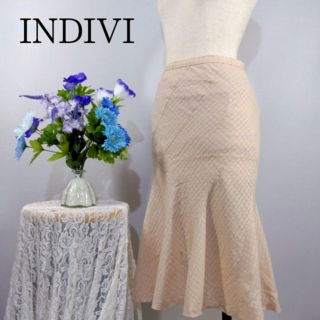 インディビジュアル(INDIVIDUAL)のINDIVI 極美品　マーメイドスカート　Mサイズ　ベージュ系(ロングスカート)