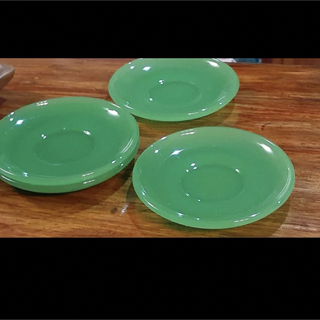 グリーン　ミルクガラス　ソーサー　茶托　小皿　プレート　6枚　ヴィンテージ