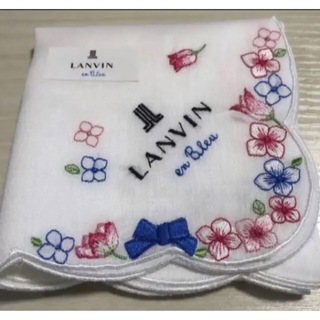 ランバン(LANVIN)のランバン　ハンカチ　リボン　フラワー　刺繍(ハンカチ)