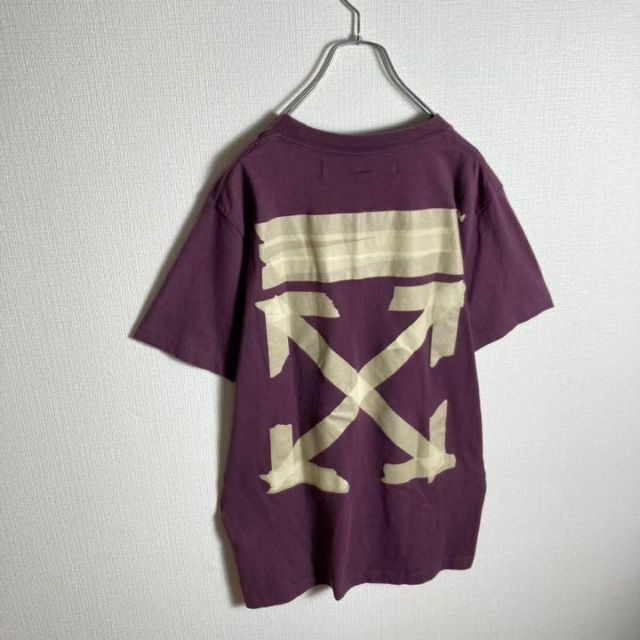 美品】オフホワイト バックプリント希少カラーtシャツ クロスアロー 赤