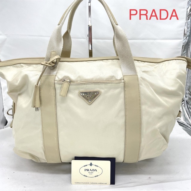 希少 美品 PRADA プラダ トートバッグ ナイロン レザー ハンドバッグ