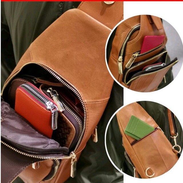 Fujimond本革ボディバッグショルダーバッグミッチスキャメル