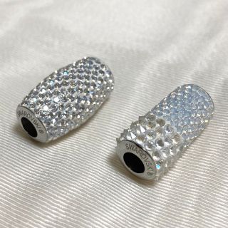 スワロフスキー(SWAROVSKI)の【希少】スワロフスキー ビーチャームド ビーズ ロング 2個セット 刻印入り(各種パーツ)