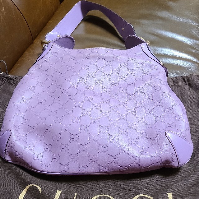 Gucci(グッチ)のはるか様専用　GUCCl　シマレザーワンハンドバック　パープル レディースのバッグ(ハンドバッグ)の商品写真