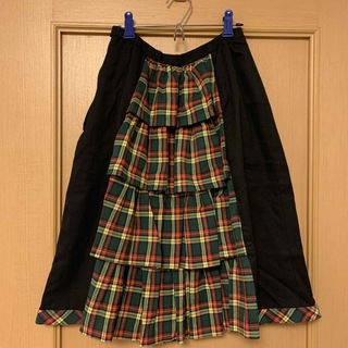 スカート　チェック　フリル　黒系　BiBi de BaBi ビビデバビ　ロリータ(ひざ丈スカート)