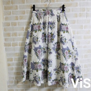 ヴィス(ViS)の花柄　スカート(ひざ丈スカート)