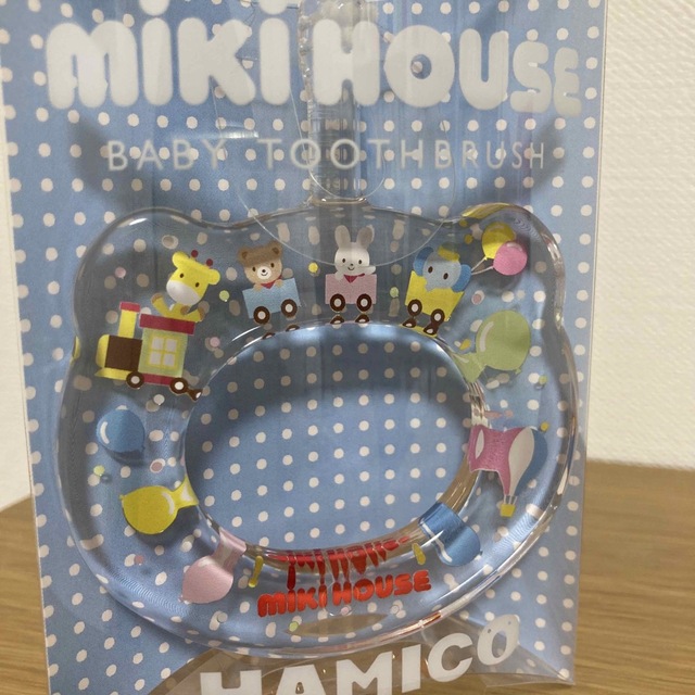 mikihouse(ミキハウス)のハミコ　ベビー歯ブラシ　ミキハウス　動物柄　マルチカラー　５ヵ月〜３歳　日本製 キッズ/ベビー/マタニティの洗浄/衛生用品(歯ブラシ/歯みがき用品)の商品写真