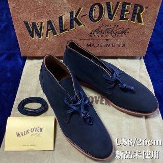 ウォークオーバー(Walk-Over)の【新品】WALK-OVER（ウォークオーバー）チャッカブーツ＊米国製＊紺＊US8(ブーツ)