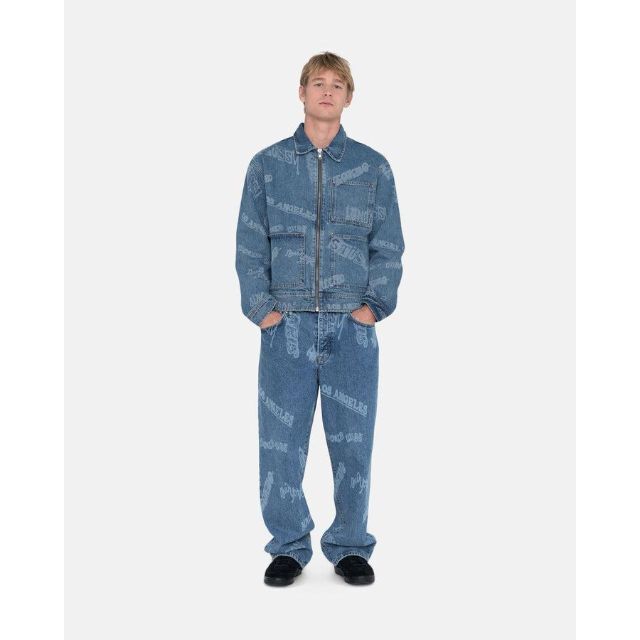 STUSSY - Stussy WORLDWIDE ZIP WORK JACKET 青 Sの通販 by STUSSY - Stussy WORLDWIDE ZIP WORK JACKET 青 Sの通販 by