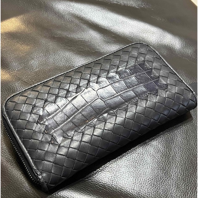 【高級 希少】BOTTEGA VENETA/長財布/クロコダイル/ラウンドジップ