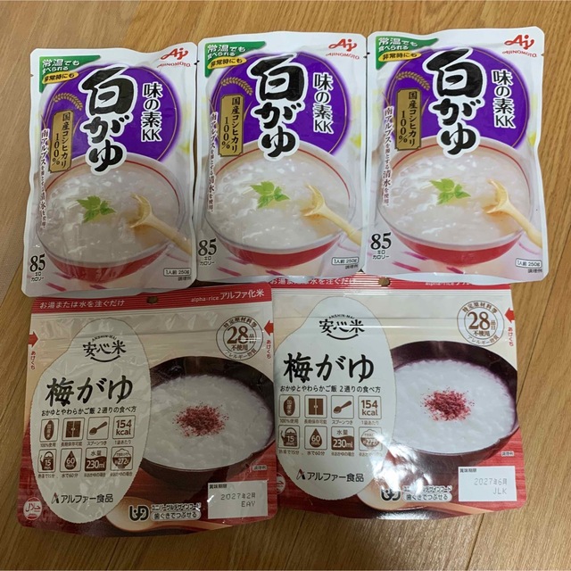 味の素(アジノモト)の5点セット　味の素　おかゆ　レトルト 食品/飲料/酒の加工食品(レトルト食品)の商品写真