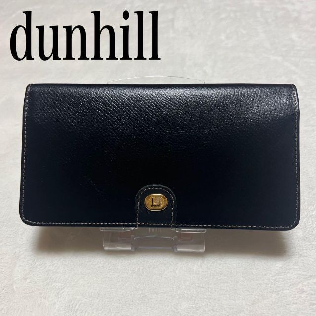 Dunhill 二つ折り長財布 札入れ カード入れ ロゴ プレート レザー 黒